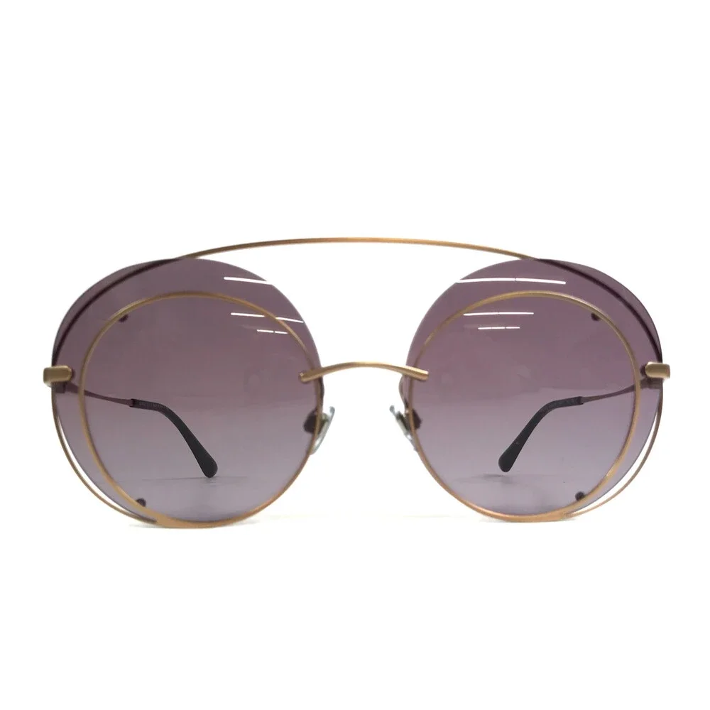 Giorgio Armani Sunglasses AR6043 3006/8H Gold Rimless Frames with Purple Lenses